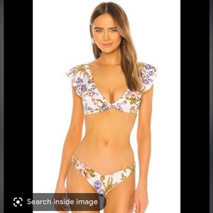 TORI PRAVER Valentina SMALL FLORAL PRINT FLUTTER SLEEVE TRIANGLE Bikini